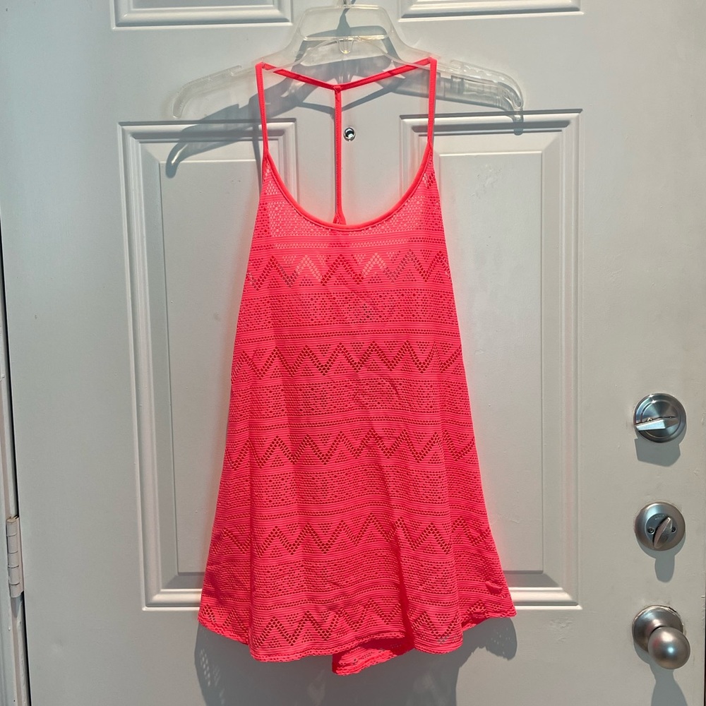 PINK Victoria’s Secret Neon Orange Mesh Tribal Flowy Swim Coverup Dress Size XS